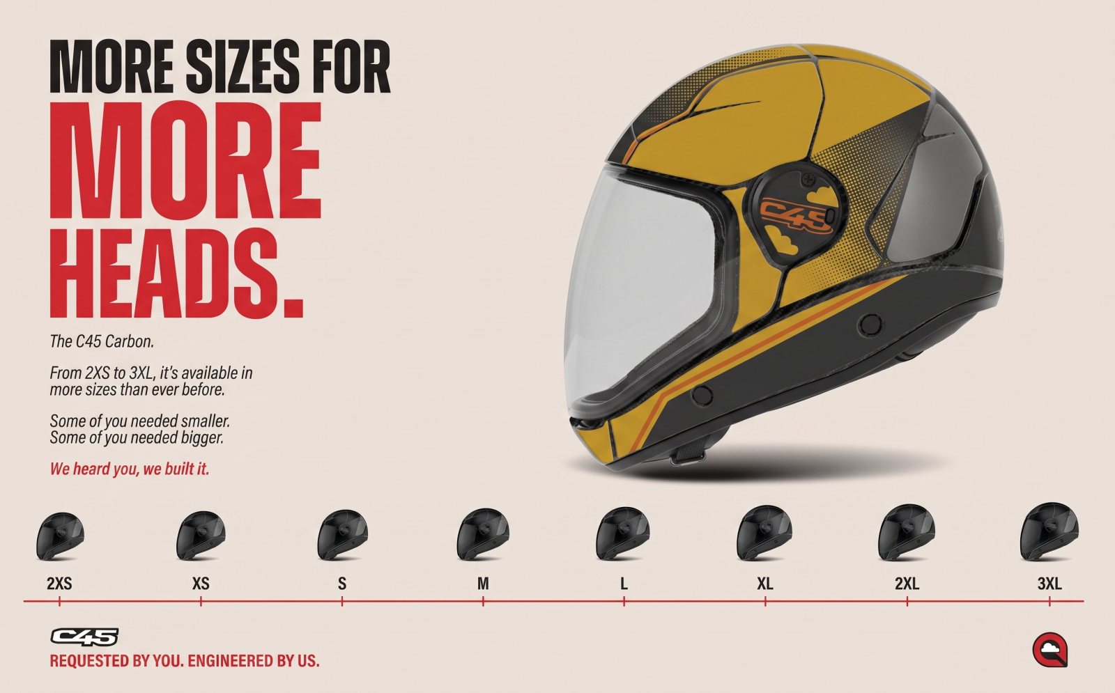 Casco integral C45 Carbon, disponible de la talla 2XS a la 3XL